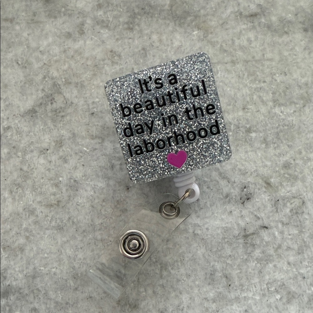 Glittery Badge Reel with Heart